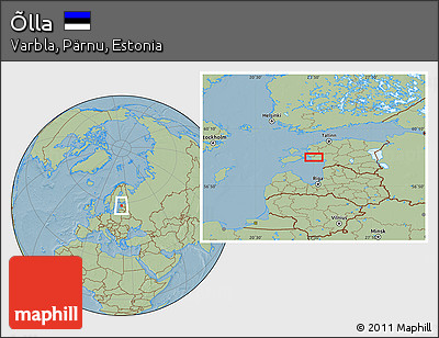 Savanna Style Location Map of Õlla, hill shading