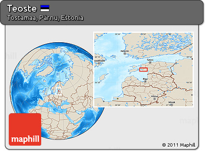 Shaded Relief Location Map of Teoste