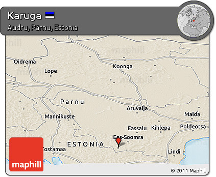 Shaded Relief Panoramic Map of Karuga