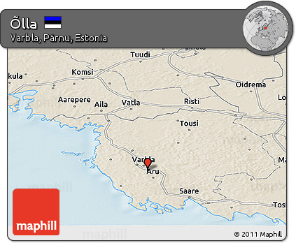 Shaded Relief Panoramic Map of Õlla