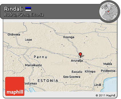 Shaded Relief Panoramic Map of Rindali