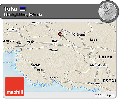 Shaded Relief Panoramic Map of Tuhu