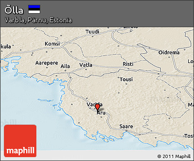 Shaded Relief Panoramic Map of Õlla