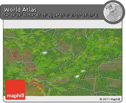 Satellite 3D Map of the Area around 58° 30' 22" N, 24° 43' 30" E