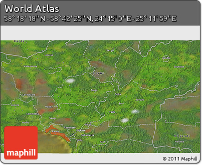 Satellite 3D Map of the Area around 58° 30' 22" N, 24° 43' 30" E