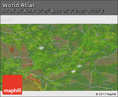 Satellite 3D Map of the Area around 58° 30' 22" N, 24° 43' 30" E
