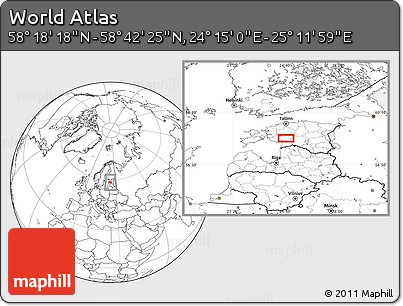 Blank Location Map of the Area around 58° 30' 22" N, 24° 43' 30" E