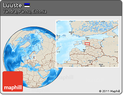Shaded Relief Location Map of Lüüste