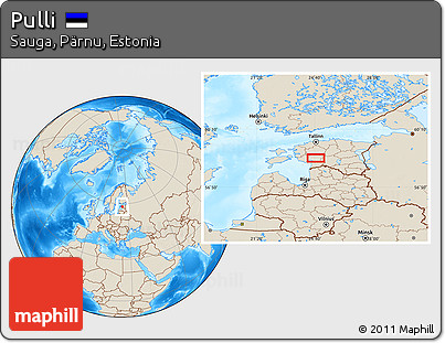 Shaded Relief Location Map of Pulli