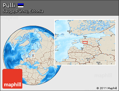Shaded Relief Location Map of Pulli