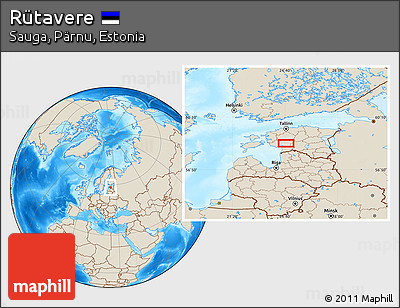Shaded Relief Location Map of Rütavere