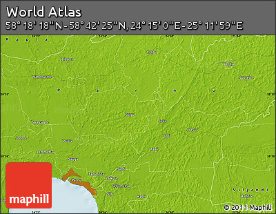 Physical Map of the Area around 58° 30' 22" N, 24° 43' 30" E