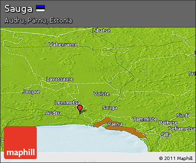 Physical Panoramic Map of Sauga