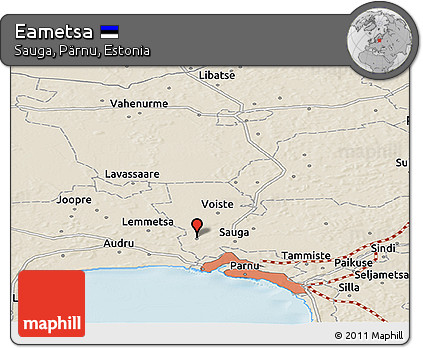 Shaded Relief Panoramic Map of Eametsa