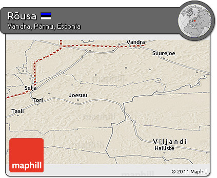 Shaded Relief Panoramic Map of Rõusa