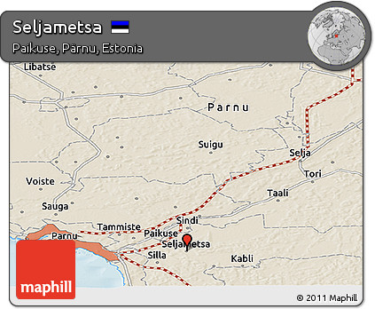 Shaded Relief Panoramic Map of Seljametsa