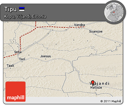 Shaded Relief Panoramic Map of Tipu