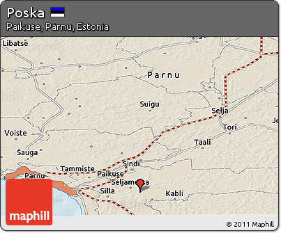 Shaded Relief Panoramic Map of Poska