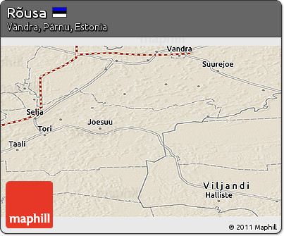 Shaded Relief Panoramic Map of Rõusa