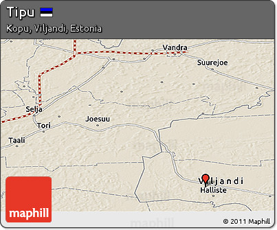 Shaded Relief Panoramic Map of Tipu