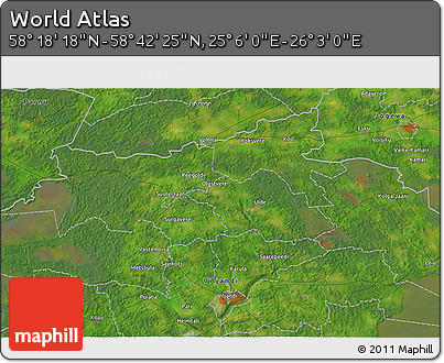 Satellite 3D Map of the Area around 58° 30' 22" N, 25° 34' 30" E