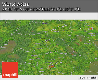 Satellite 3D Map of the Area around 58° 30' 22" N, 25° 34' 30" E