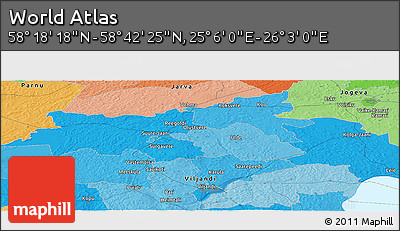 Political Panoramic Map of the Area around 58° 30' 22" N, 25° 34' 30" E