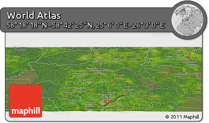 Satellite Panoramic Map of the Area around 58° 30' 22" N, 25° 34' 30" E