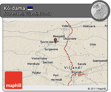 Shaded Relief Panoramic Map of Kõidama