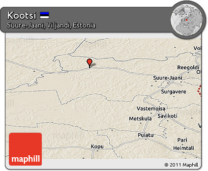 Shaded Relief Panoramic Map of Kootsi