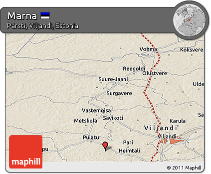Shaded Relief Panoramic Map of Marna