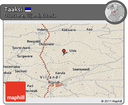 Shaded Relief Panoramic Map of Tääksi