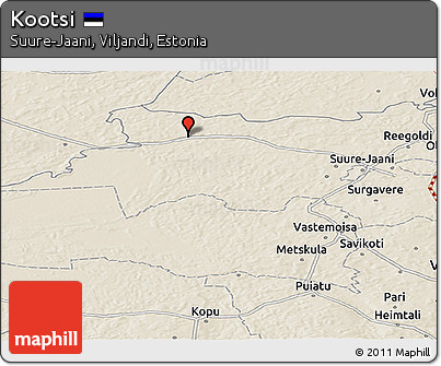 Shaded Relief Panoramic Map of Kootsi