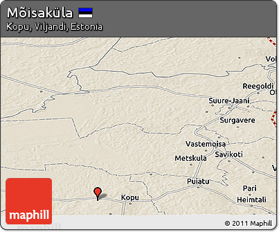 Shaded Relief Panoramic Map of Mõisaküla