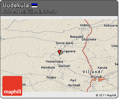 Shaded Relief Panoramic Map of Uudeküla