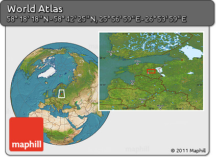 Satellite Location Map of the Area around 58° 30' 22" N, 26° 25' 29" E