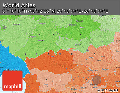Political Map of the Area around 58° 30' 22" N, 26° 25' 29" E