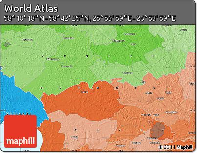 Political Map of the Area around 58° 30' 22" N, 26° 25' 29" E