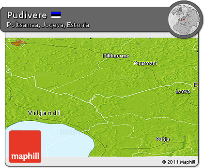 Physical Panoramic Map of Pudivere