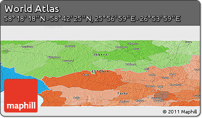 Political Panoramic Map of the Area around 58° 30' 22" N, 26° 25' 29" E