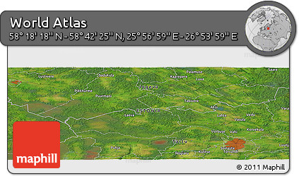 Satellite Panoramic Map of the Area around 58° 30' 22" N, 26° 25' 29" E
