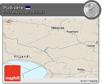 Shaded Relief Panoramic Map of Pudivere