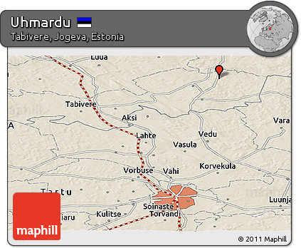 Shaded Relief Panoramic Map of Uhmardu