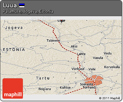 Shaded Relief Panoramic Map of Luua