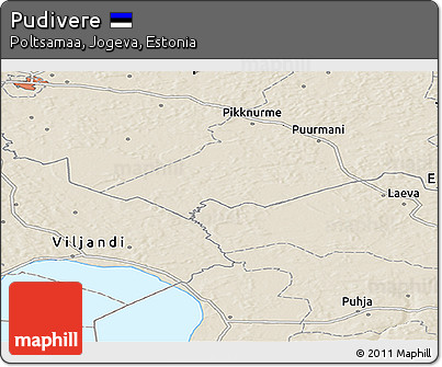 Shaded Relief Panoramic Map of Pudivere