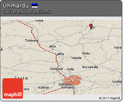 Shaded Relief Panoramic Map of Uhmardu