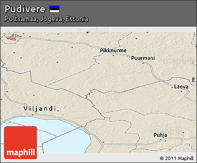 Shaded Relief Panoramic Map of Pudivere