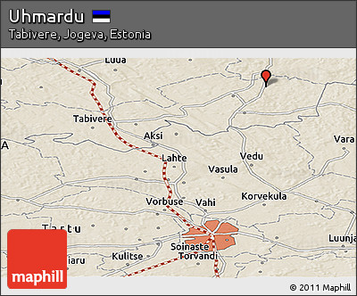 Shaded Relief Panoramic Map of Uhmardu