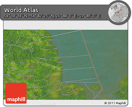 Satellite 3D Map of the Area around 58° 30' 22" N, 27° 16' 29" E