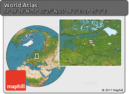 Satellite Location Map of the Area around 58° 30' 22" N, 27° 16' 29" E